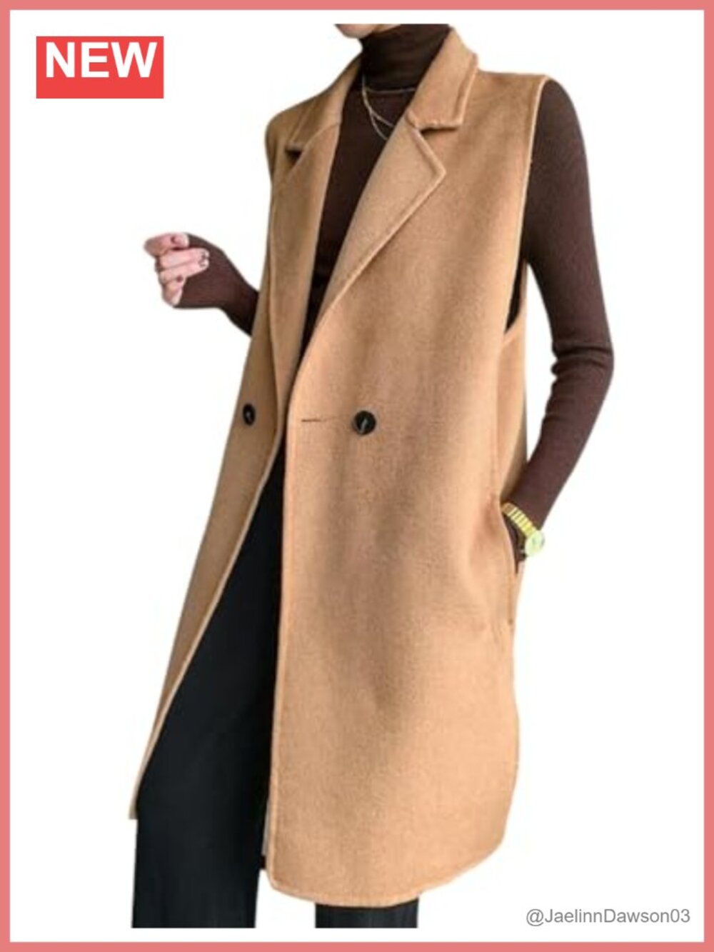 Wool Vest Sleeveless Button Down Cardigan Blazer Jacket Top